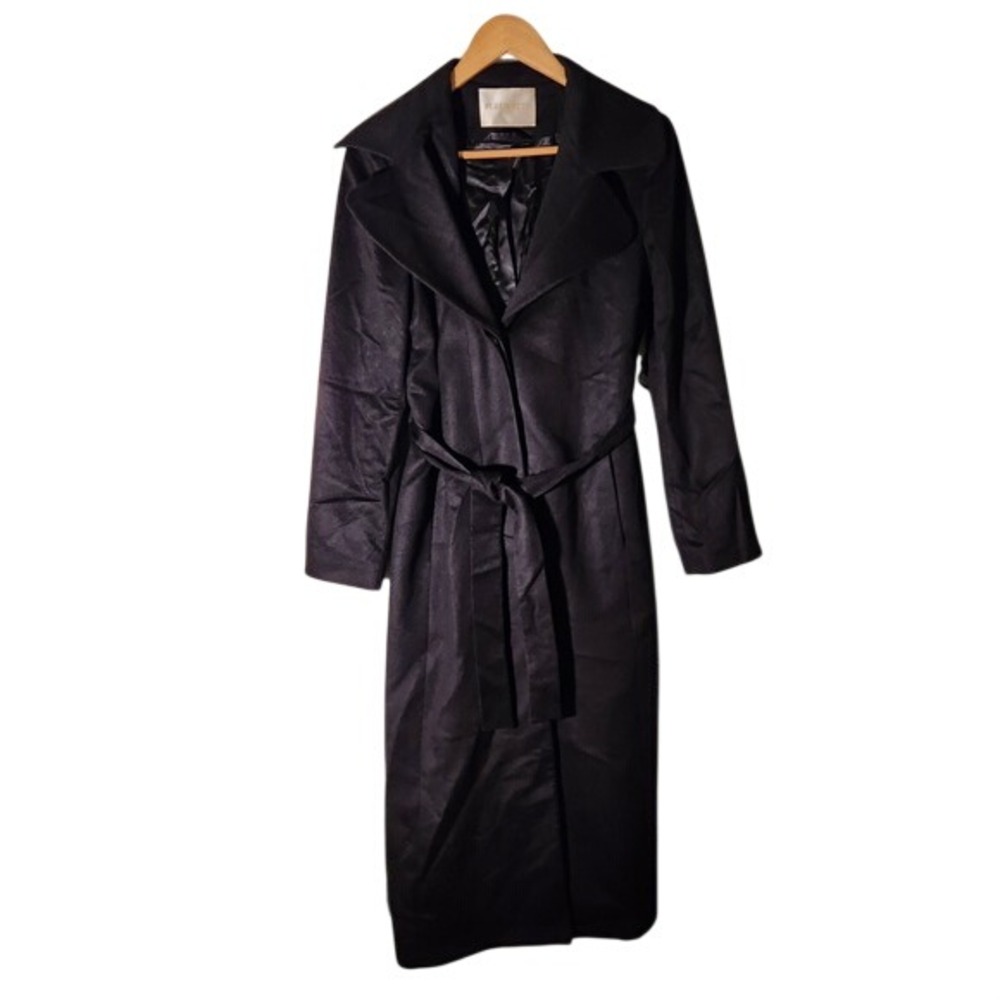 Fleurette 100% Cashmere Coat Size 6 Black Belted Long Wrap
